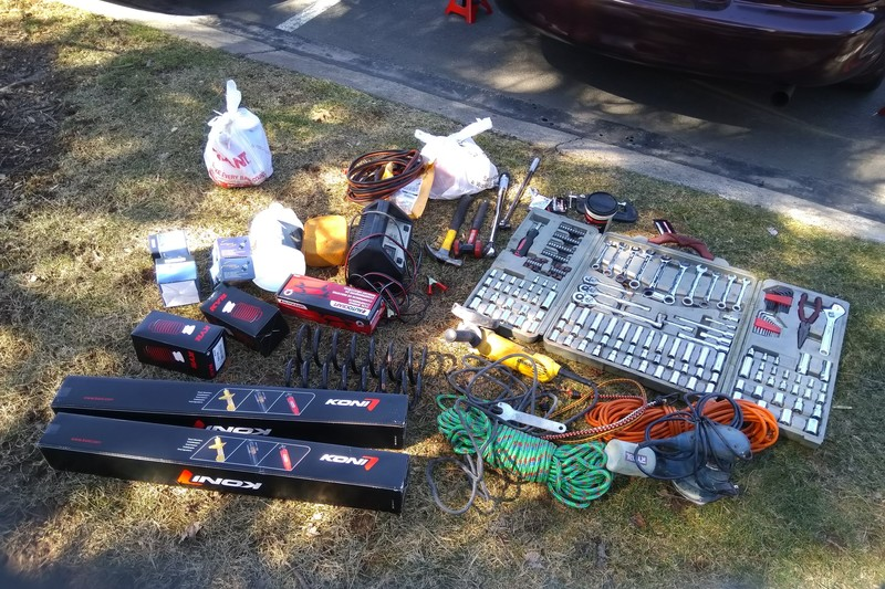 Tools and parts laid out and ready to go to work. Mind you, not all of the tools shown here were used for this work.